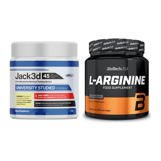 Trainings-Set: USP Labs Jack3d 45 Serv. + BioTech L-Arginin – alle enthaltenen Artikel