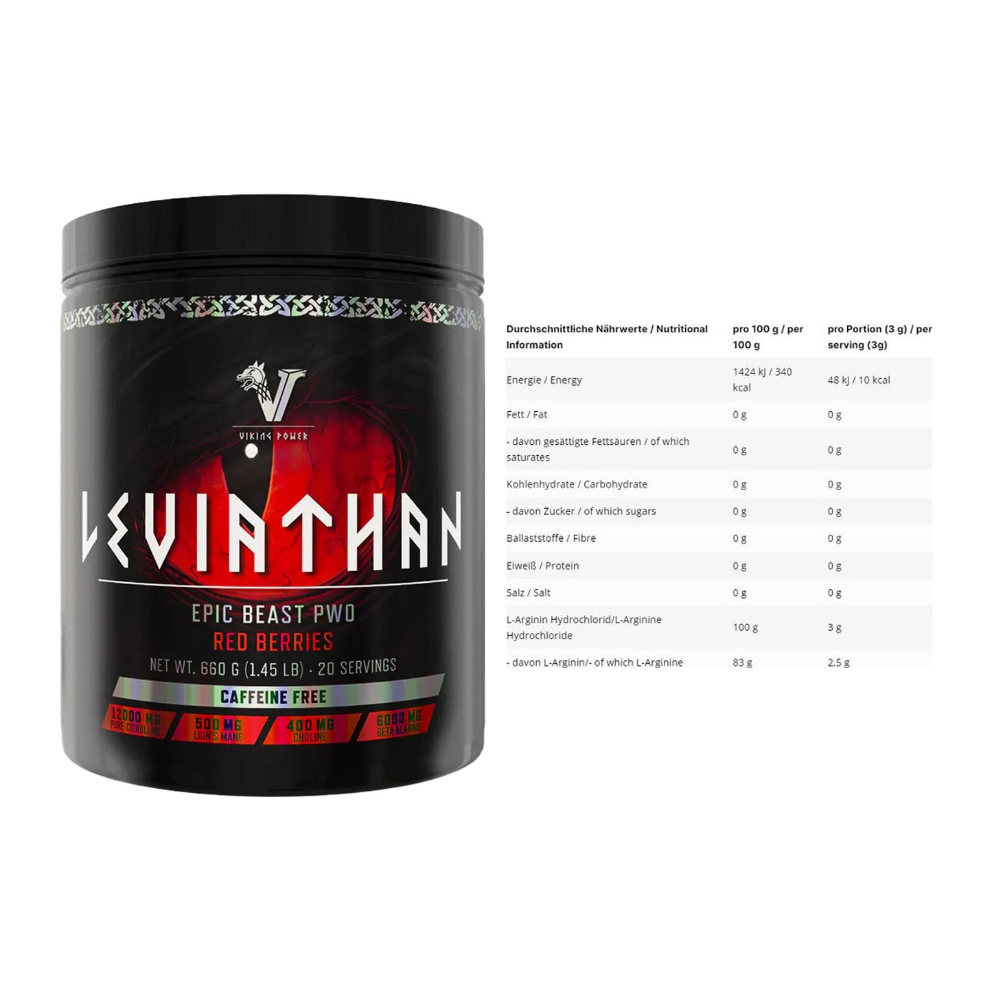 Trainings-Set: Viking Power Leviathan Hardcore + INLEAD L-Arginin HCL – alle enthaltenen Artikel