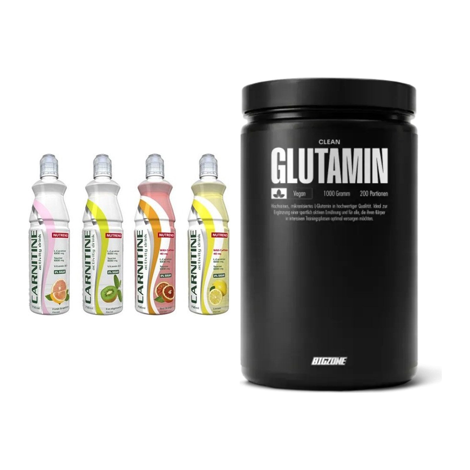 Trainings-Set: Nutrend Activity L-Carnitine Drink + Big Zone Glutamin – alle enthaltenen Artikel