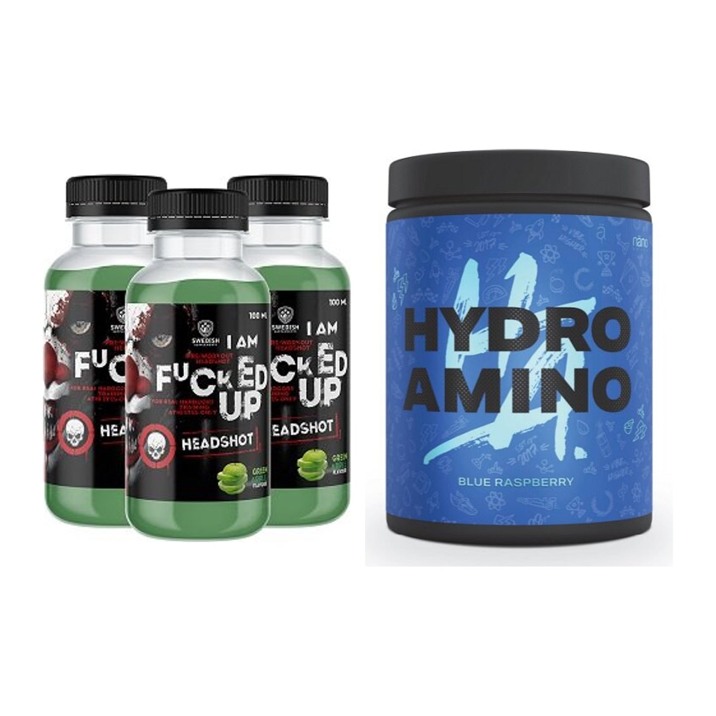 Тренировъчен комплект: Swedish Supplements Fucked Up + Nanosupps Hydro Amino - всички включени артикули