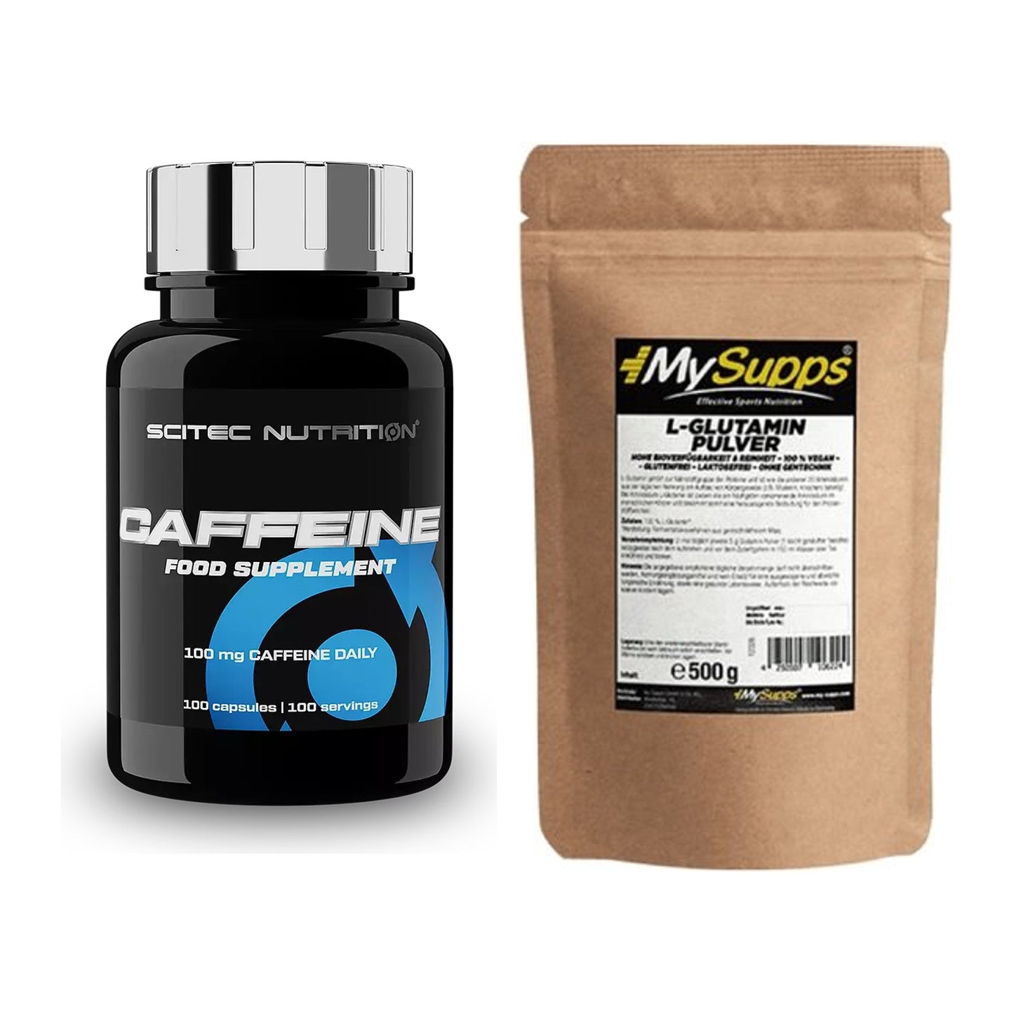 Trainings-Set: Scitec Caffeine + MySupps Glutamine – alle enthaltenen Artikel