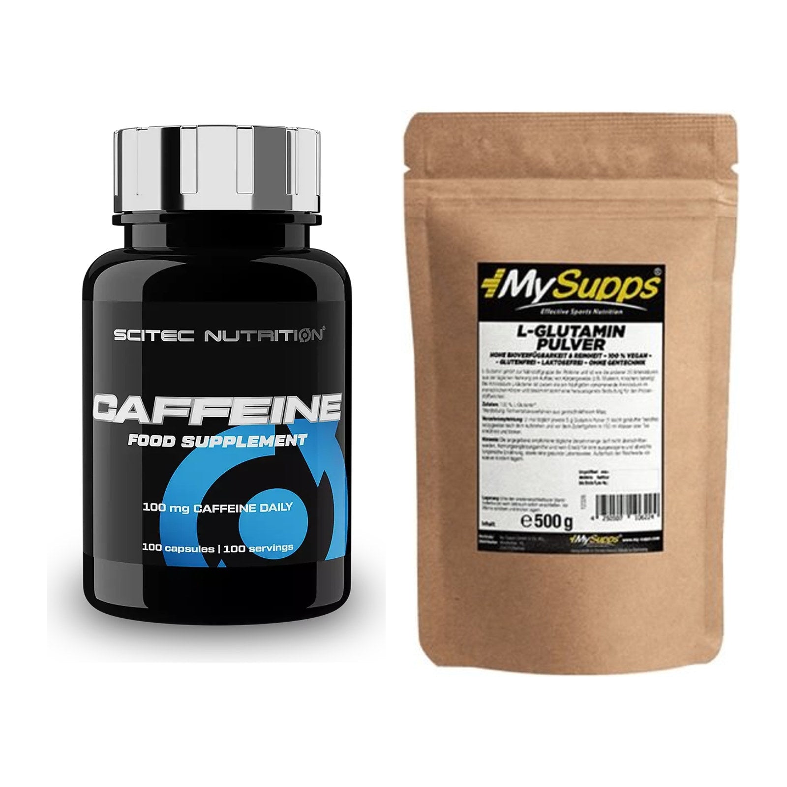 Trainings-Set: Scitec Caffeine + MySupps Glutamine – alle enthaltenen Artikel
