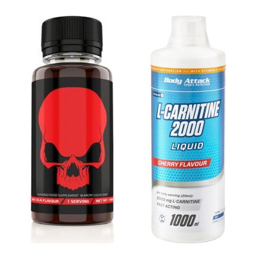 Træningssæt: Genius Nutrition Warcry + Body Attack L-Carnitine - alle varer inkluderet