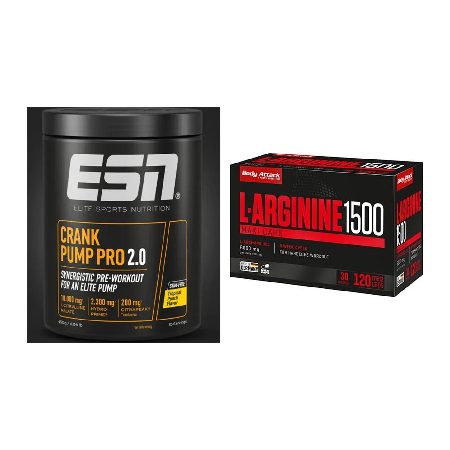 Trainings-Set: ESN Crank Pump Pro 2.0 + Body Attack L-Arginin 1500 – alle enthaltenen Artikel