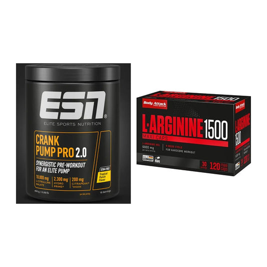 Trainings-Set: ESN Crank Pump Pro 2.0 + Body Attack L-Arginin 1500 – alle enthaltenen Artikel