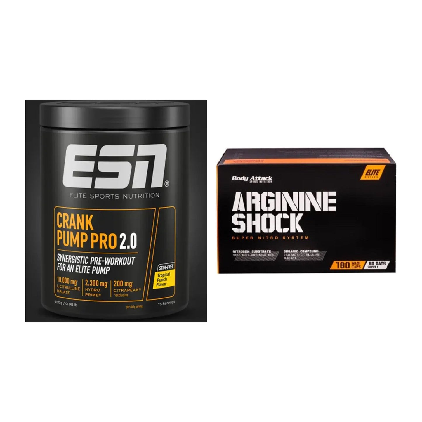 Trainings-Set: ESN Crank Pump Pro 2.0 + Body Attack Arginine Shock – alle enthaltenen Artikel
