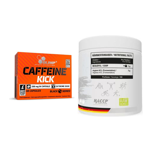 Trainings-Set: Olimp Caffeine Kick + MST Arginine HCL – alle enthaltenen Artikel