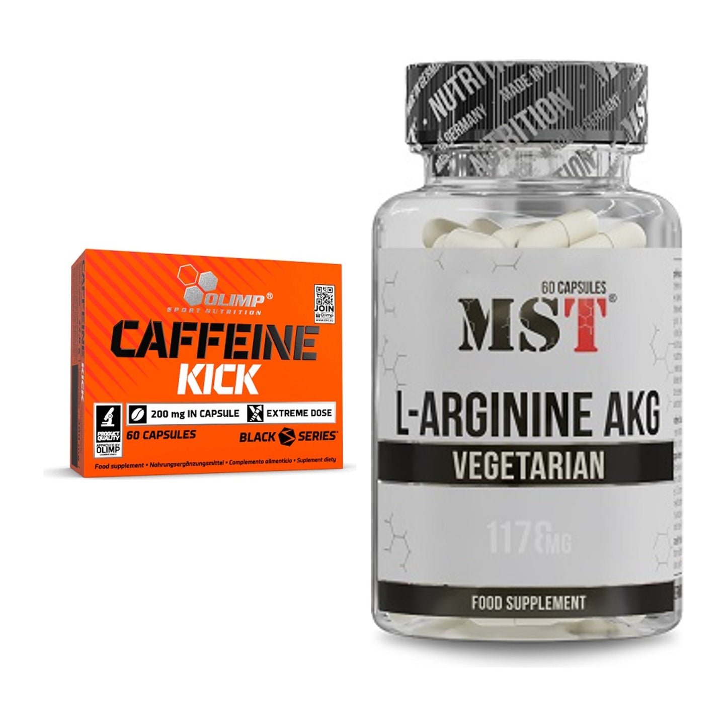 Trainings-Set: Olimp Caffeine Kick + MST Arginin AAKG 1178mg – alle enthaltenen Artikel