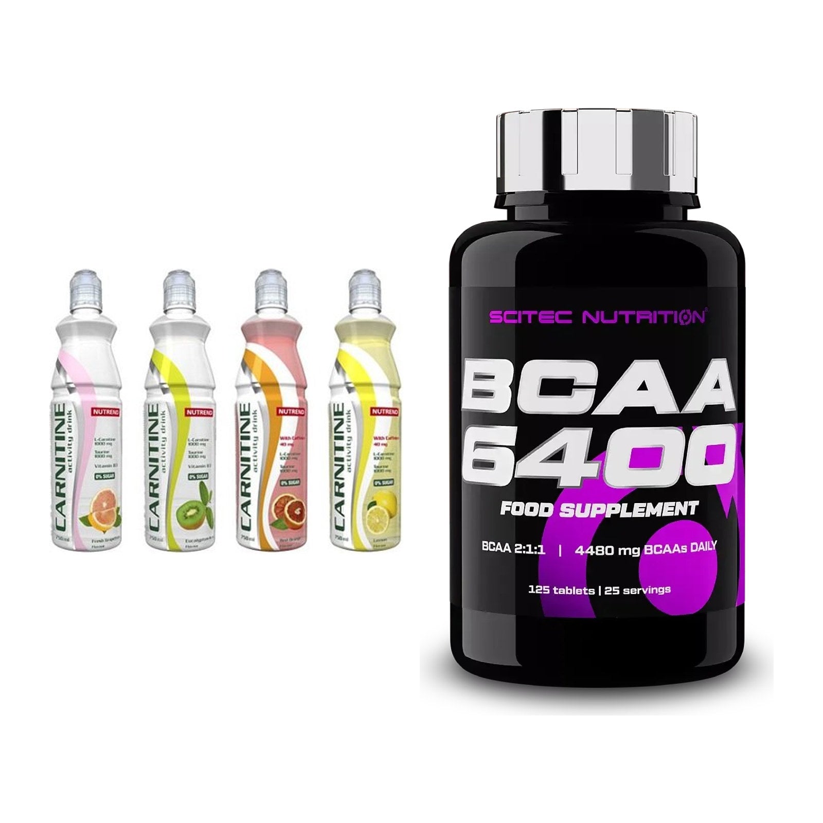 Trainings-Set: Nutrend Activity L-Carnitine Drink + Scitec BCAA 6400 – alle enthaltenen Artikel