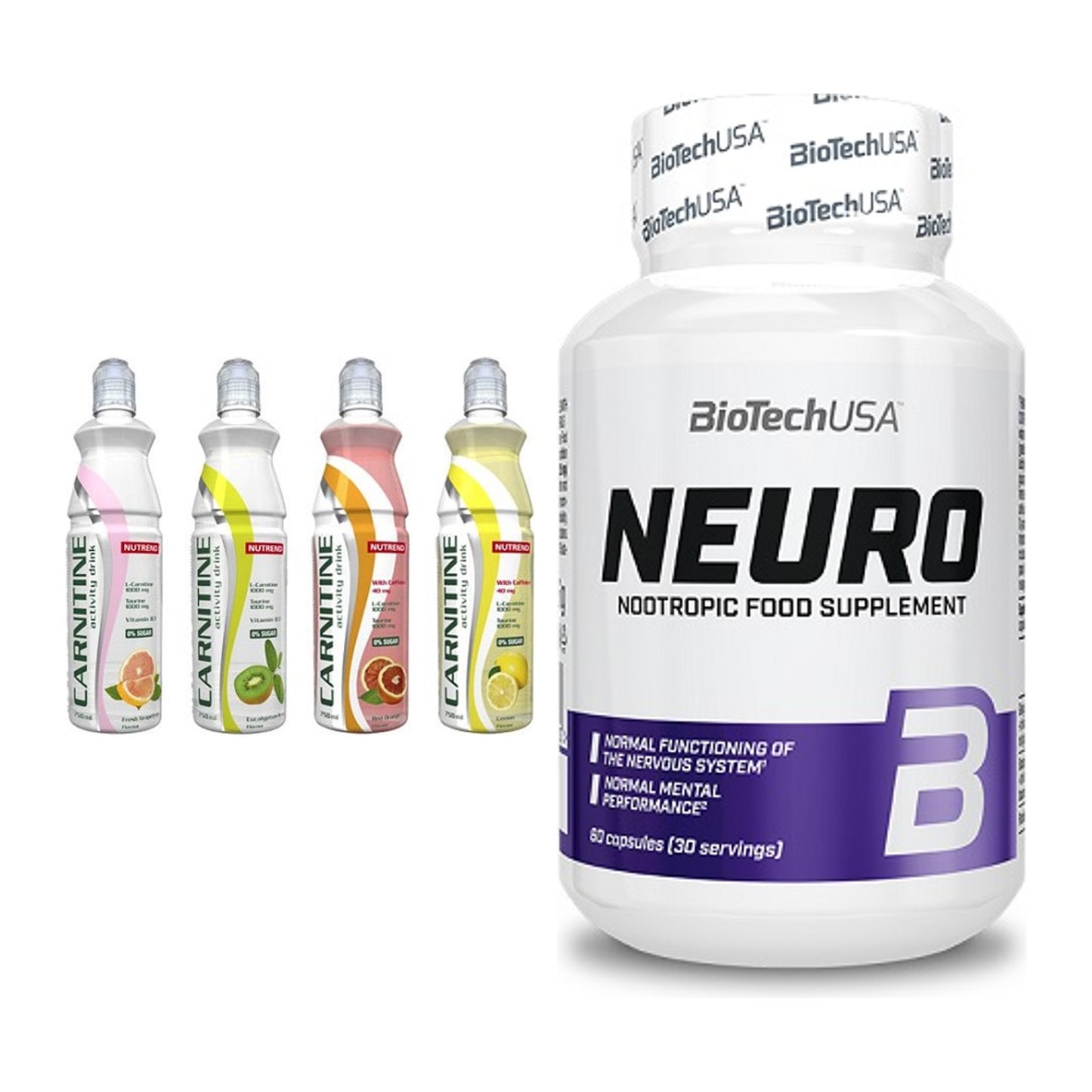 Trainings-Set: Nutrend Activity L-Carnitine Drink + BioTech Neuro – alle enthaltenen Artikel