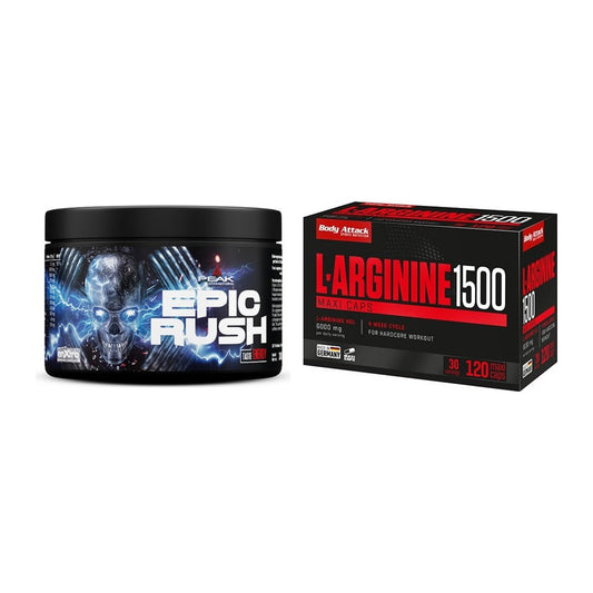 Trainings-Set: Peak Epic Rush + Body Attack L-Arginin 1500 – alle enthaltenen Artikel