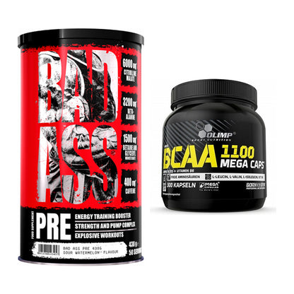Trainings-Set: BAD ASS Pre + Olimp BCAA Mega Caps – alle enthaltenen Artikel