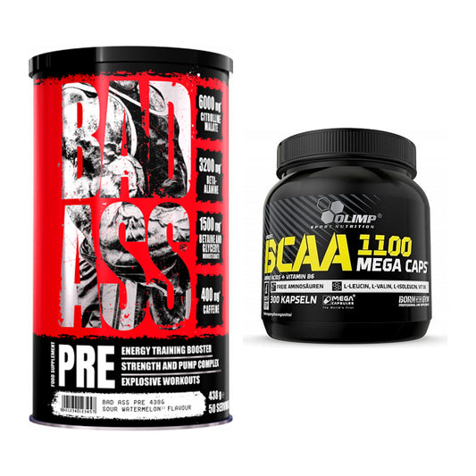 Trainings-Set: BAD ASS Pre + Olimp BCAA Mega Caps – alle enthaltenen Artikel