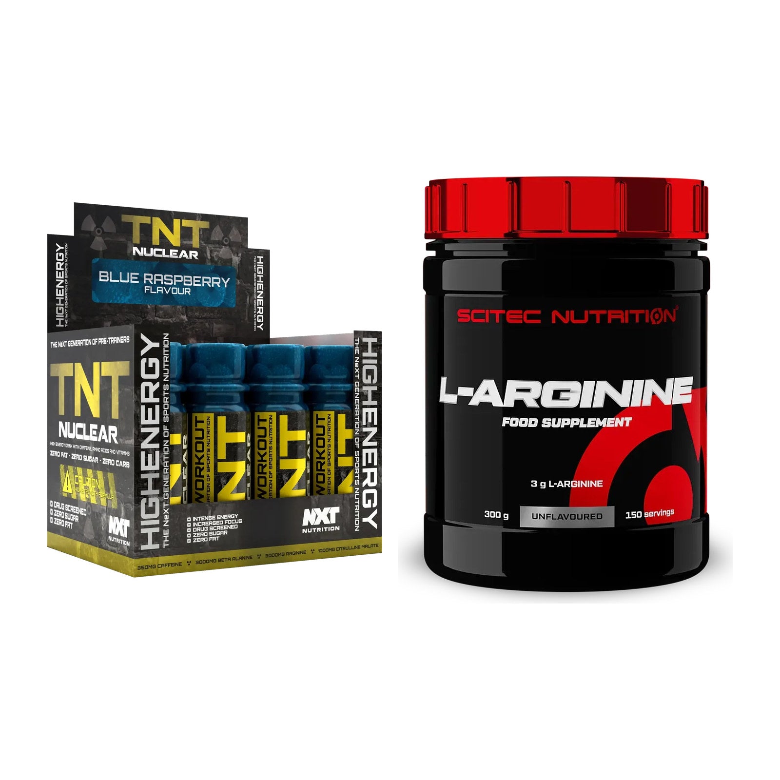 Trainings-Set: NXT Nutrition TNT Nuclear Shots + Scitec Arginin – alle enthaltenen Artikel
