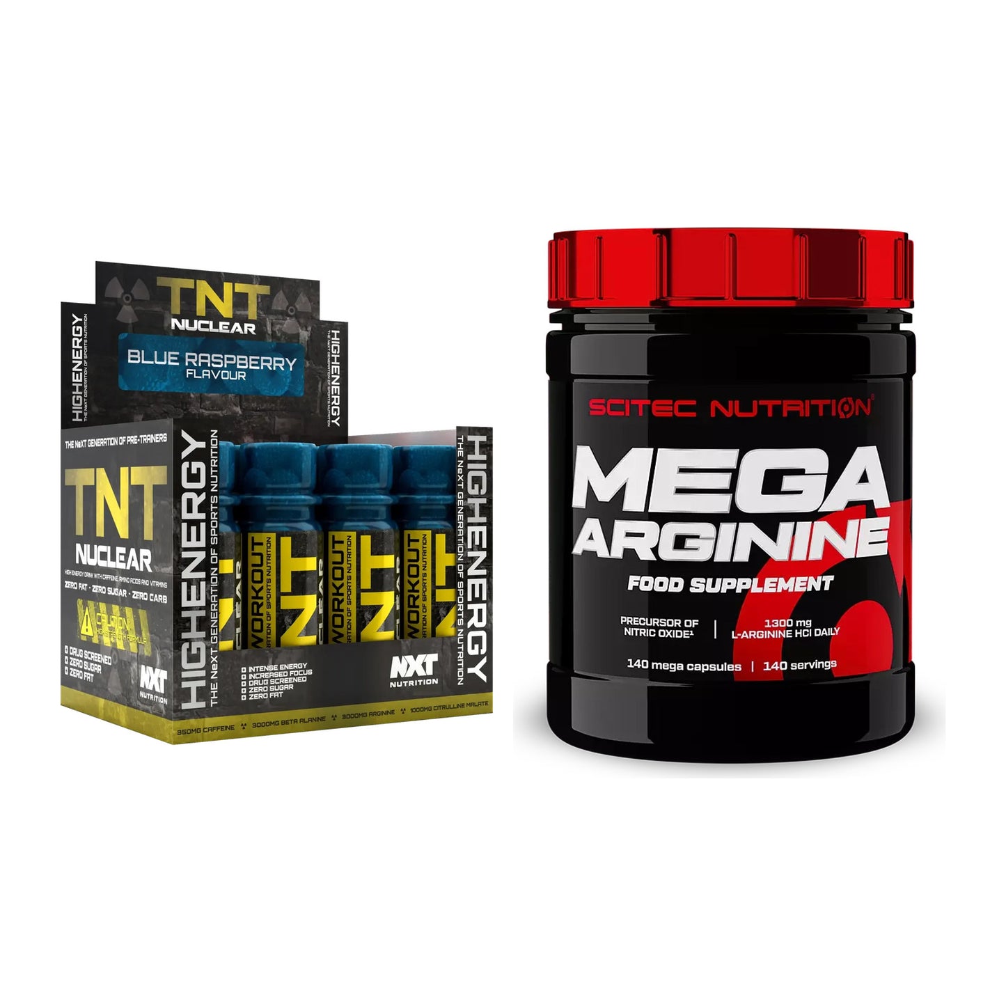 Trainings-Set: NXT Nutrition TNT Nuclear Shots + Scitec Mega Arginine – alle enthaltenen Artikel