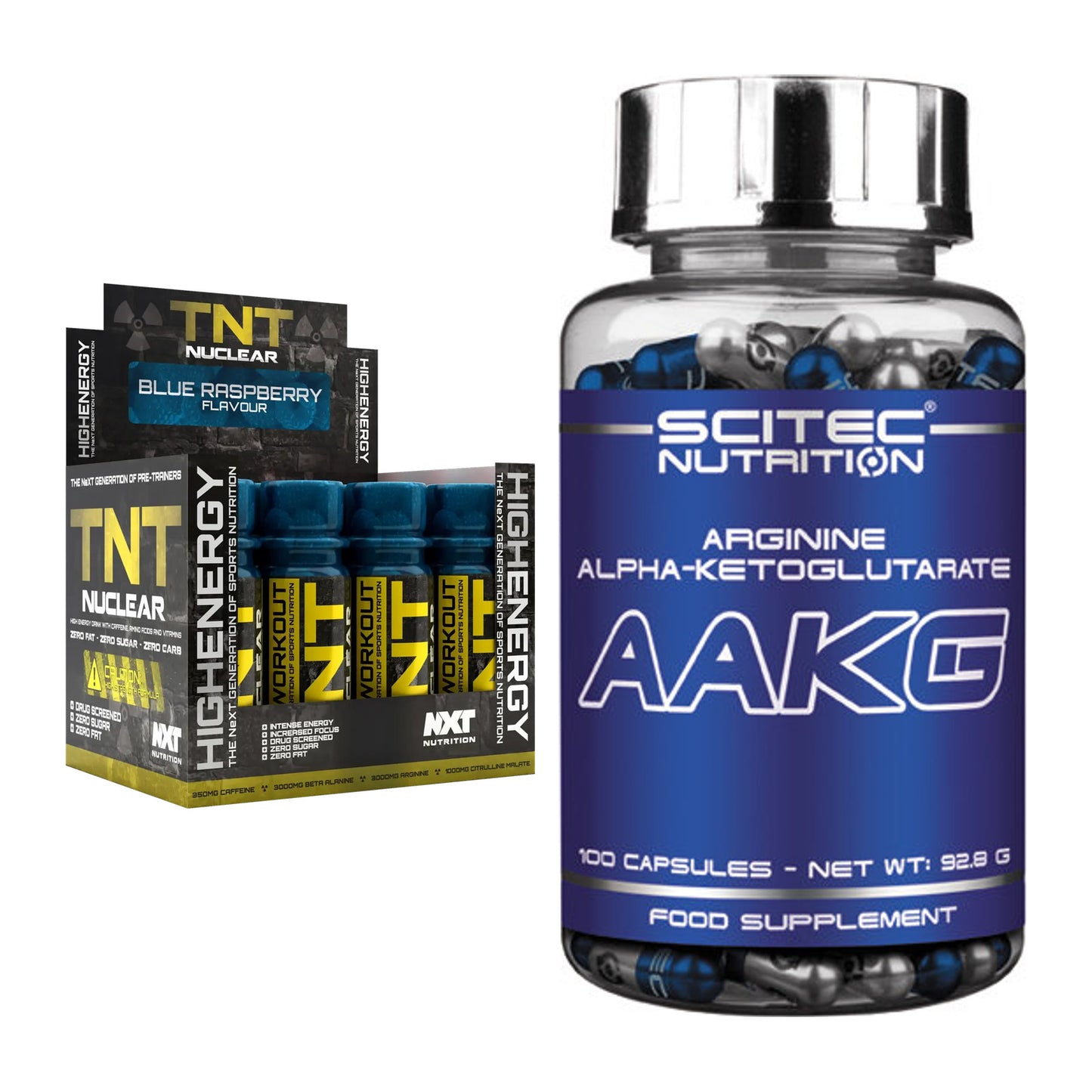 Trainings-Set: NXT Nutrition TNT Nuclear Shots + Scitec AAKG – alle enthaltenen Artikel