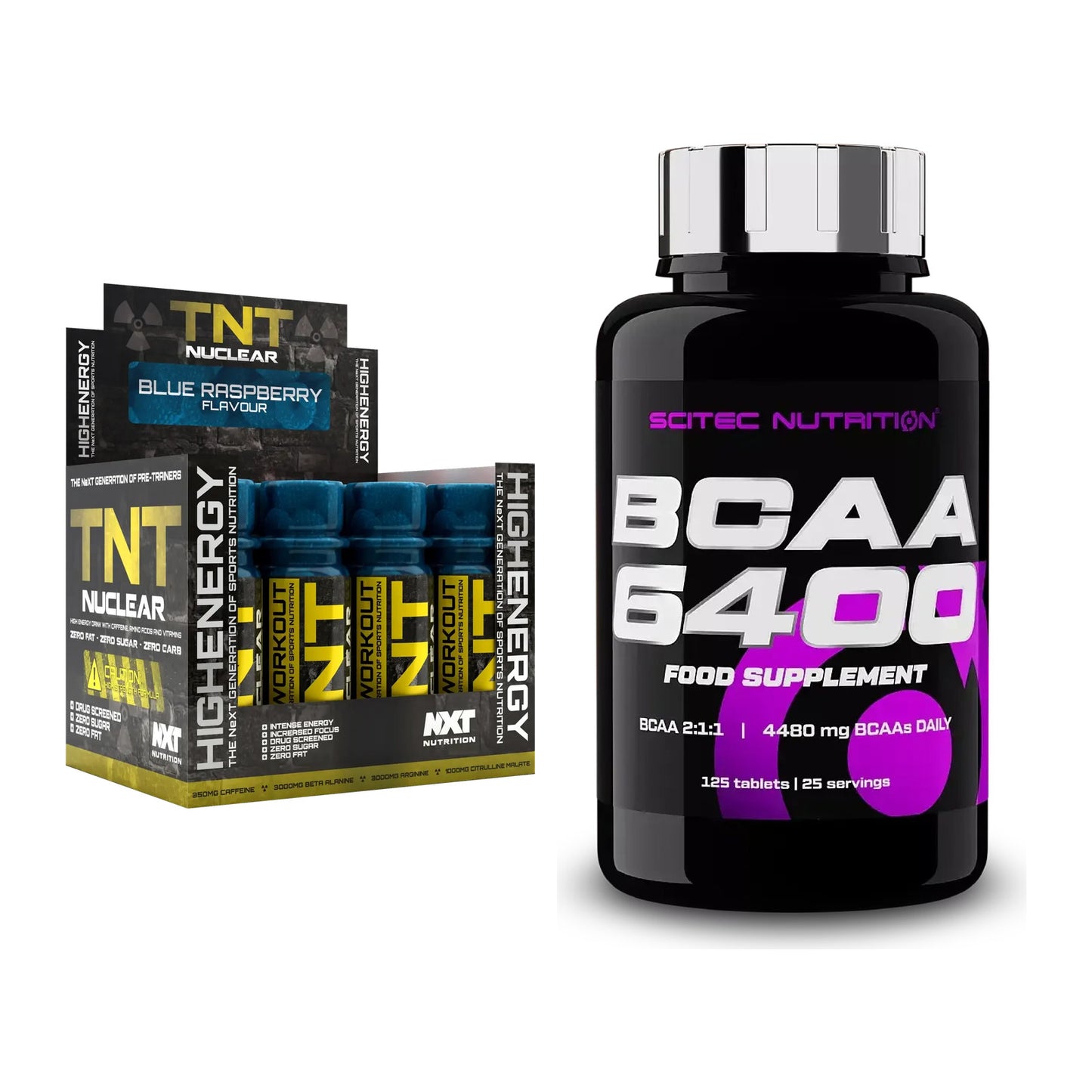 Trainings-Set: NXT Nutrition TNT Nuclear Shots + Scitec BCAA 6400 – alle enthaltenen Artikel