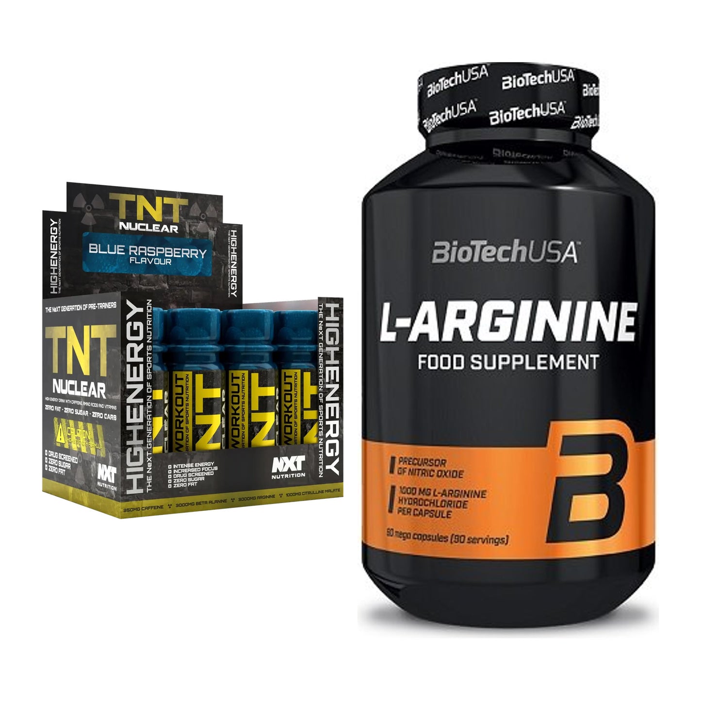 Trainings-Set: NXT Nutrition TNT Nuclear Shots + BioTech L-Arginine – alle enthaltenen Artikel