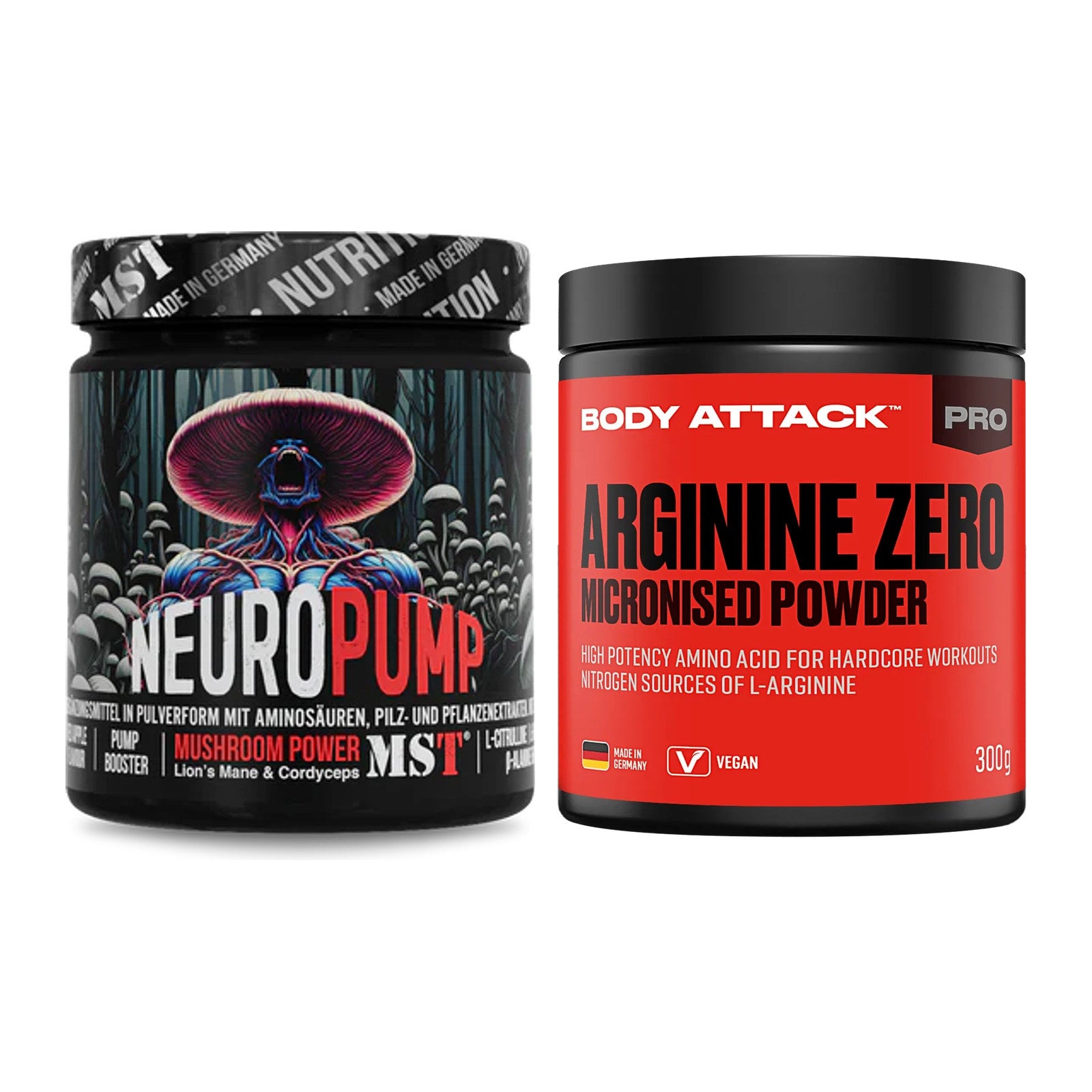 Trainings-Set: MST NeuroPump + Body Attack 100 % Arginine Zero – alle enthaltenen Artikel