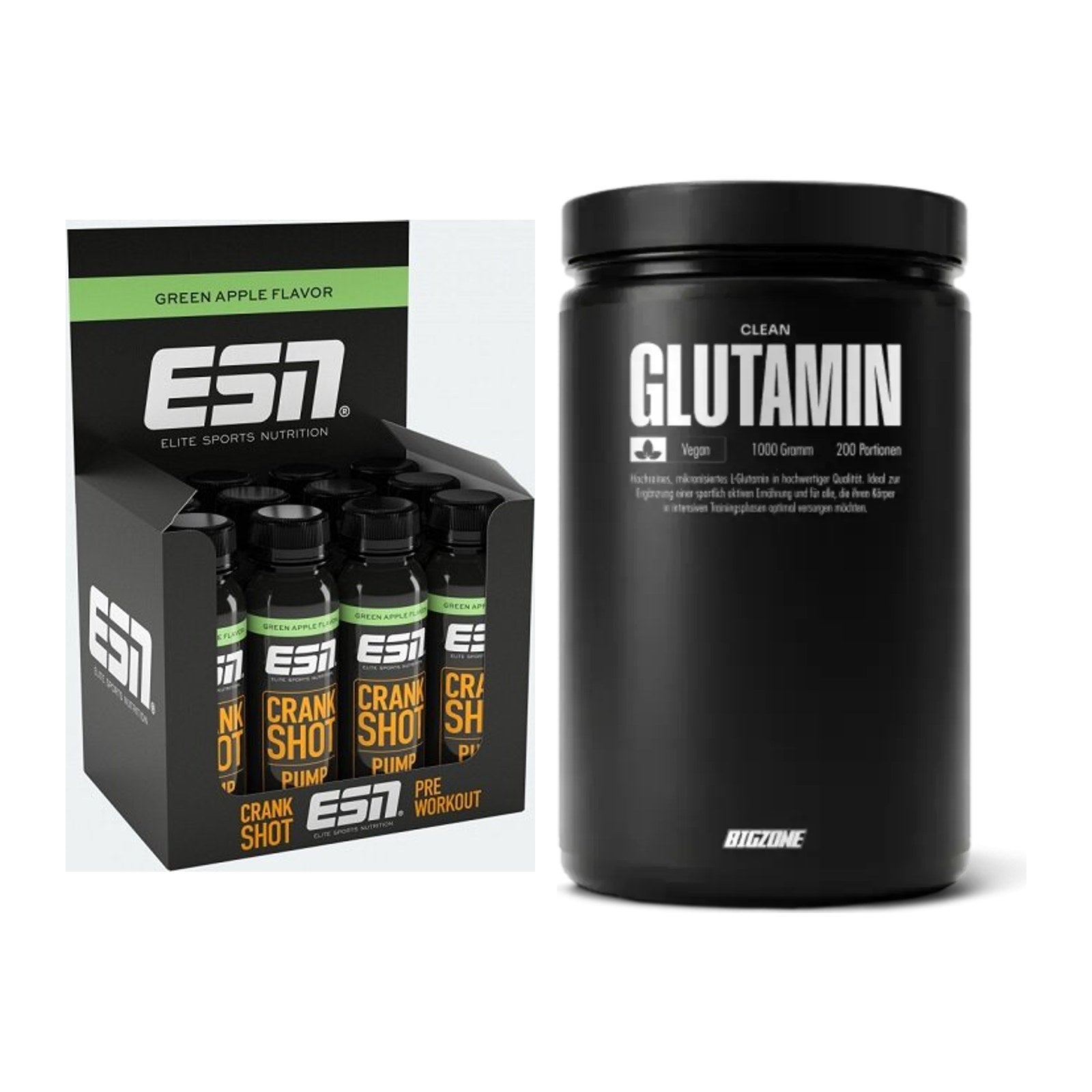 Trainings-Set: ESN Crank Pump Shot + Big Zone Glutamin – alle enthaltenen Artikel