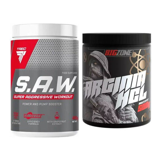 Trainings-Set: Trec Nutrition SAW Booster + Big Zone Arginine HCl – alle enthaltenen Artikel