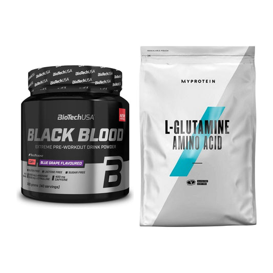 Trainings-Set: BioTech Black Blood CAF+ 300g (80 + MyProtein Glutamin – alle enthaltenen Artikel