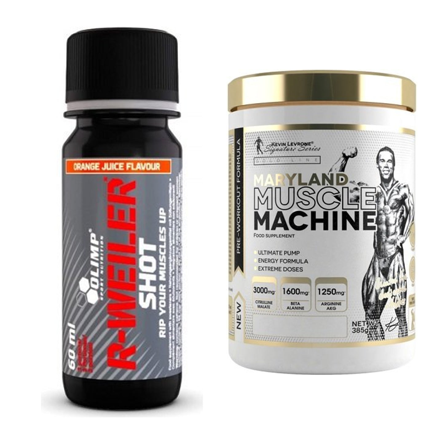 Trainings-Set: Olimp R-Weiler Shot + Kevin Levrone Maryland Muscle – alle enthaltenen Artikel