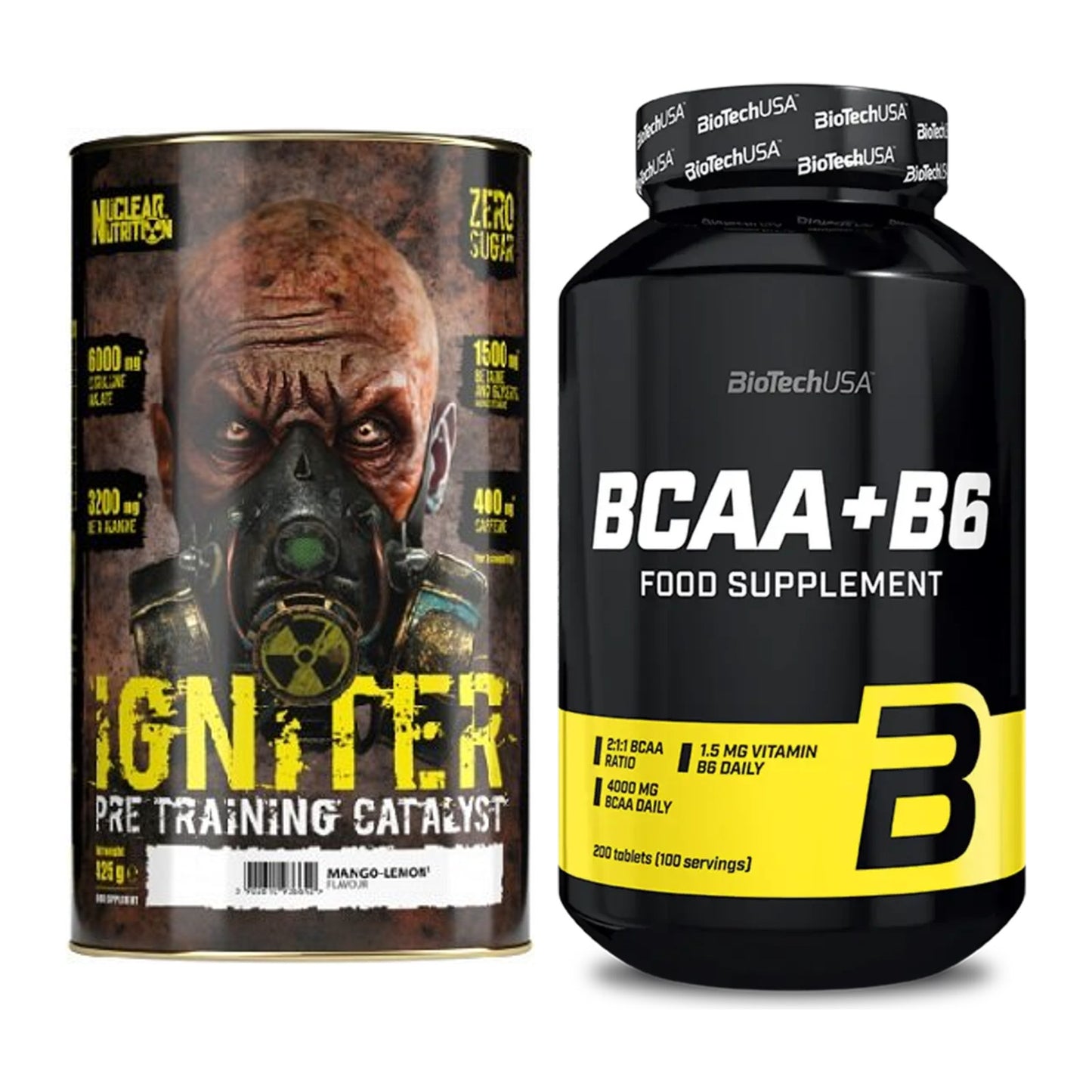 Trainings-Set: Nuclear Nutrition IGNITER + BioTech BCAA+B6 200 Tabl – alle enthaltenen Artikel