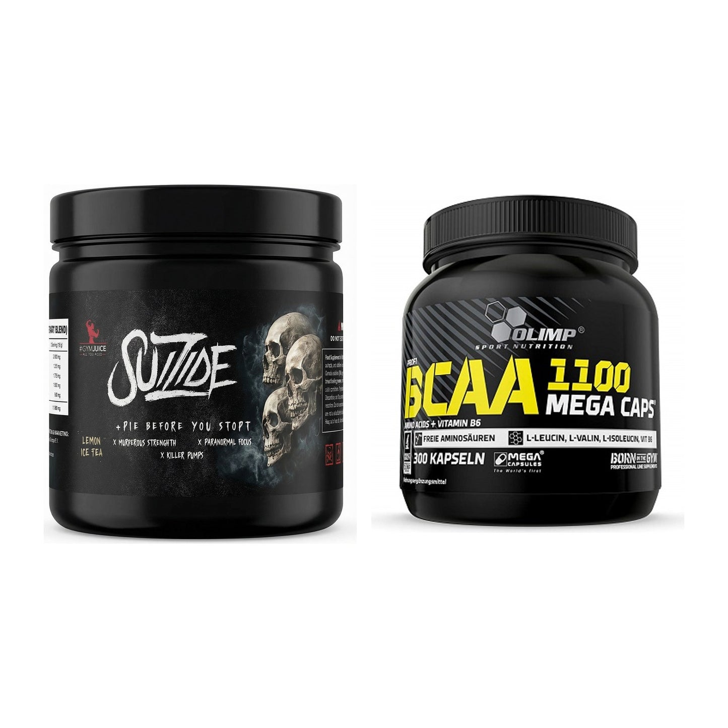 Trainings-Set: #GYMJUICE SUIZIDE Booster + Olimp BCAA Mega Caps – alle enthaltenen Artikel