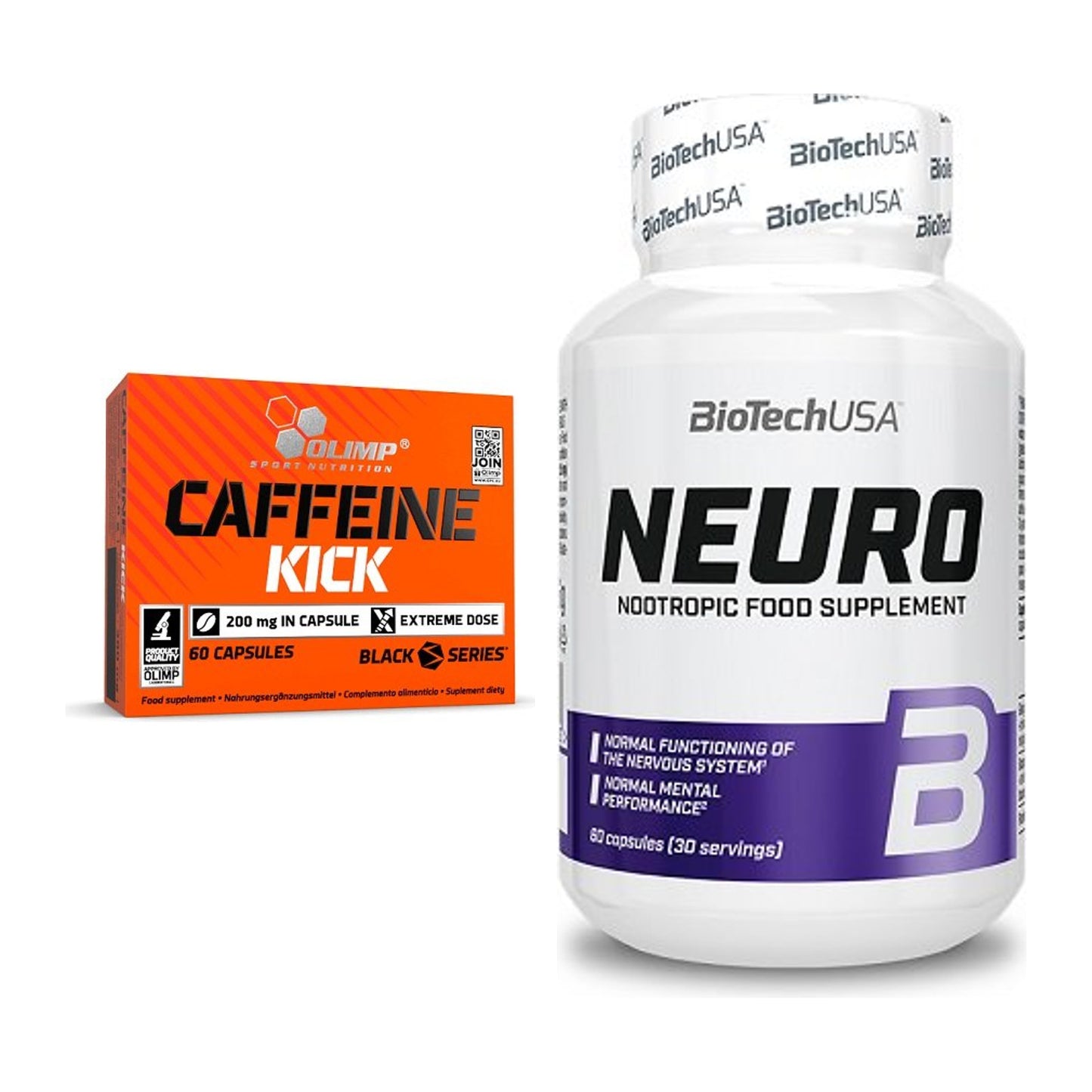 Trainings-Set: Olimp Caffeine Kick + BioTech Neuro – alle enthaltenen Artikel