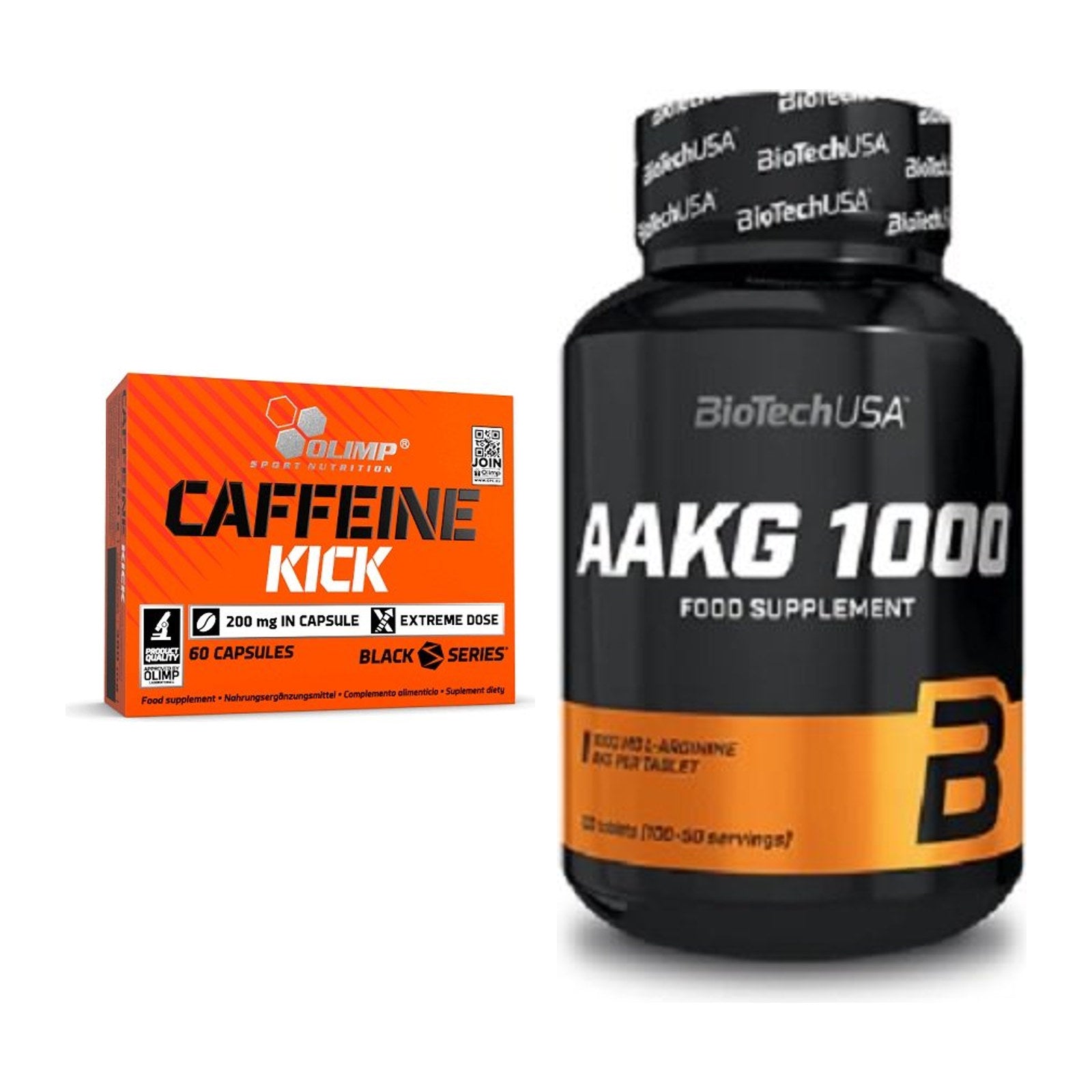 Trainings-Set: Olimp Caffeine Kick + BioTech AAKG 1000mg 100 Tabl. – alle enthaltenen Artikel