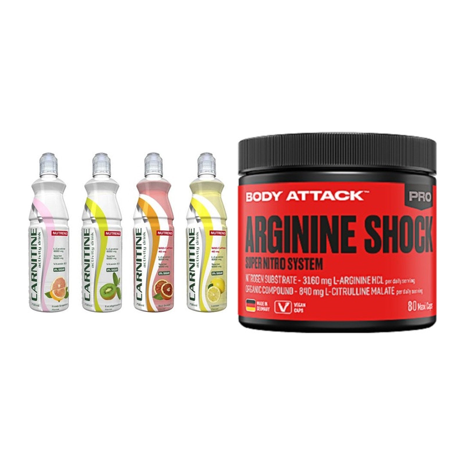 Trainings-Set: Nutrend Activity + Body Attack Arginine Shock – alle enthaltenen Artikel