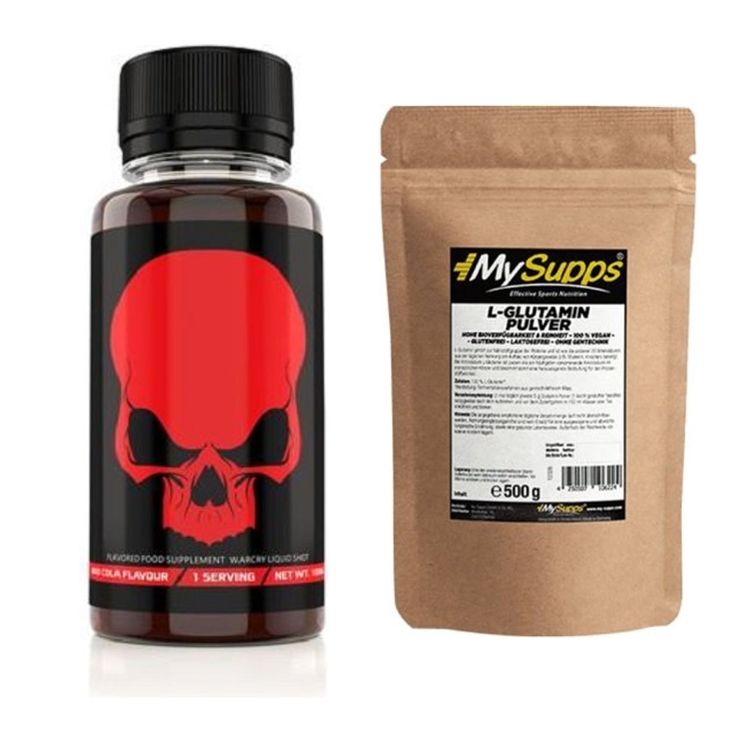 Trainings-Set: Genius Nutrition Warcry Liquid + MySupps Glutamine – alle enthaltenen Artikel