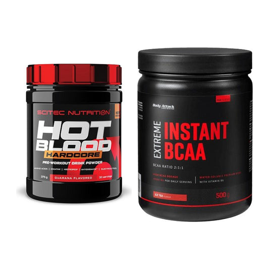 Trainings-Set: Scitec Hot Blood Hardcore + Body Attack Instant BCAA – alle enthaltenen Artikel