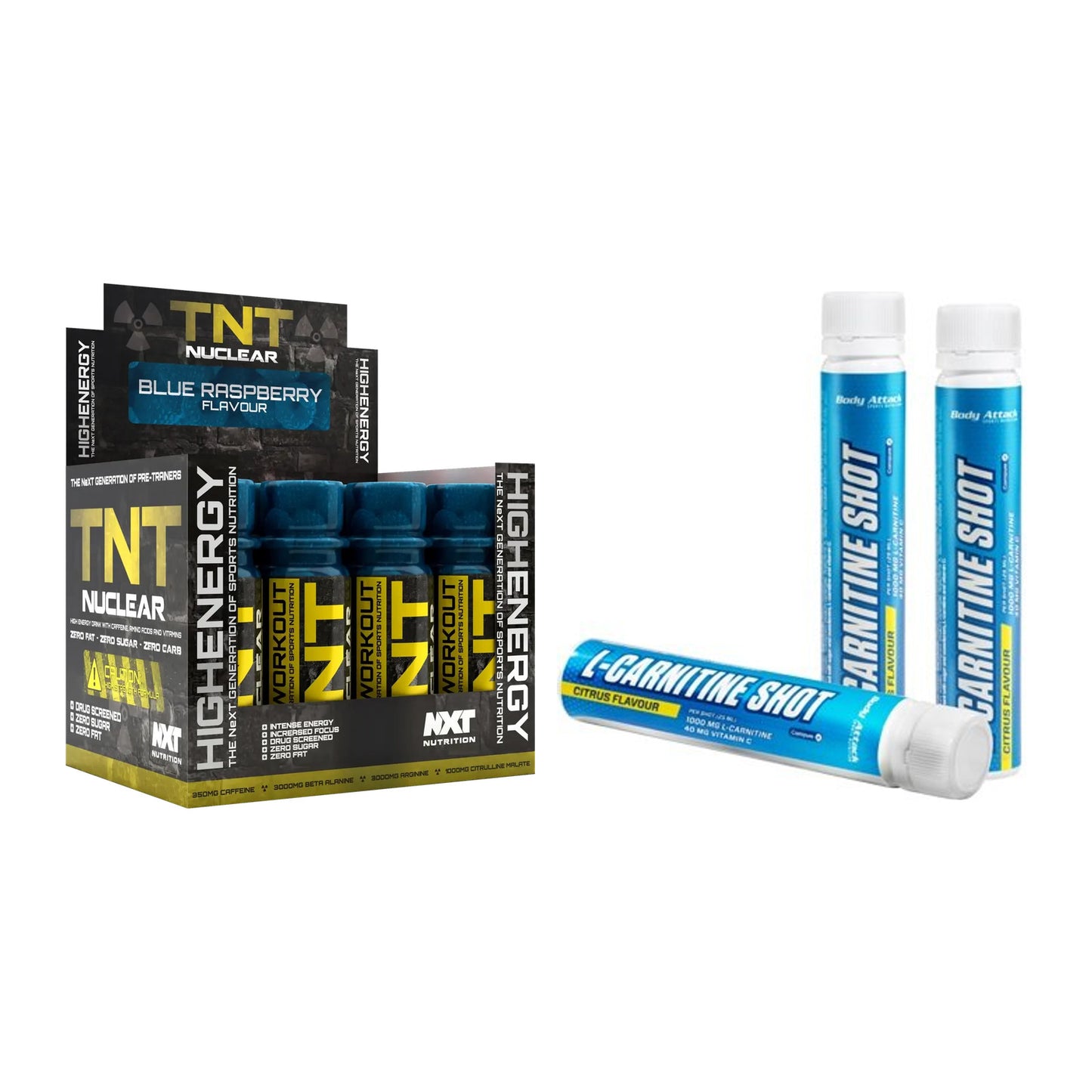 Trainings-Set: NXT Nutrition TNT Nuclear + Body Attack L-Carnitine – alle enthaltenen Artikel