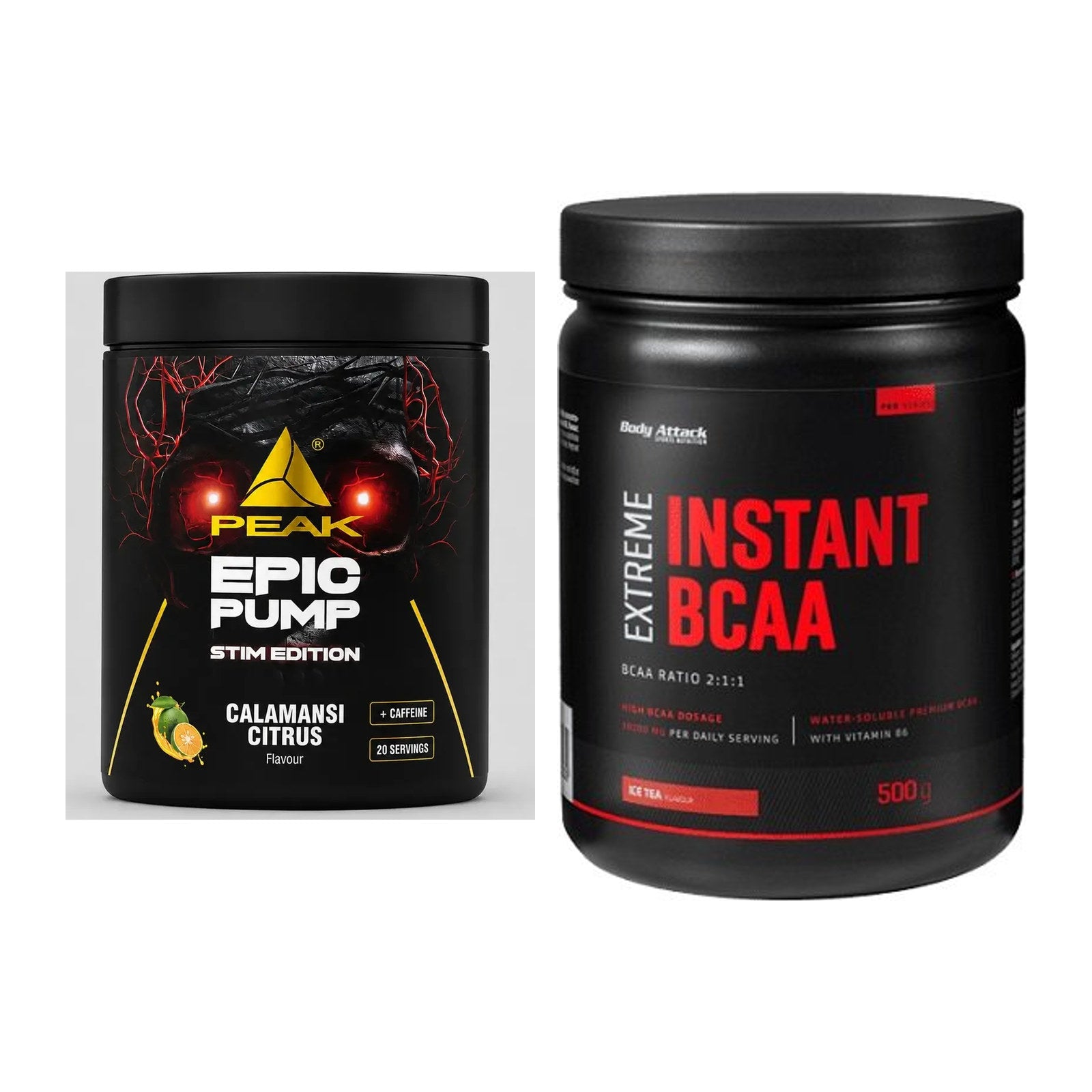 Trainings-Set: Peak Epic Pump Stim + Body Attack Instant BCAA – alle enthaltenen Artikel
