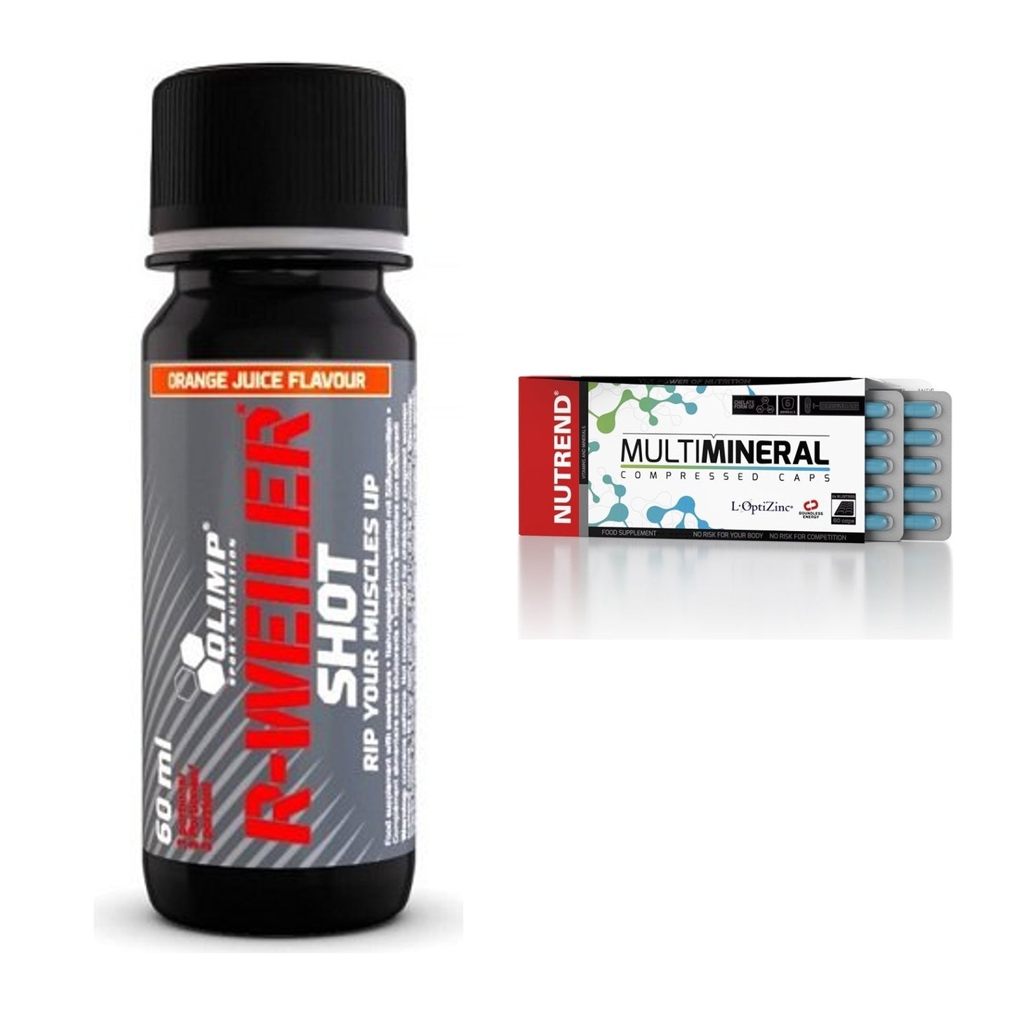 Trainings-Set: Olimp R-Weiler Shot + Nutrend Multimineral Compressed – alle enthaltenen Artikel