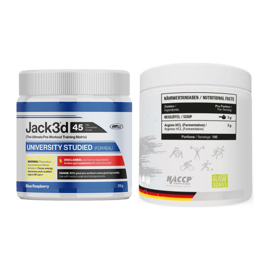 Trainings-Set: USP Labs Jack3d 45 Serv. (Blue + MST Arginine HCL – alle enthaltenen Artikel