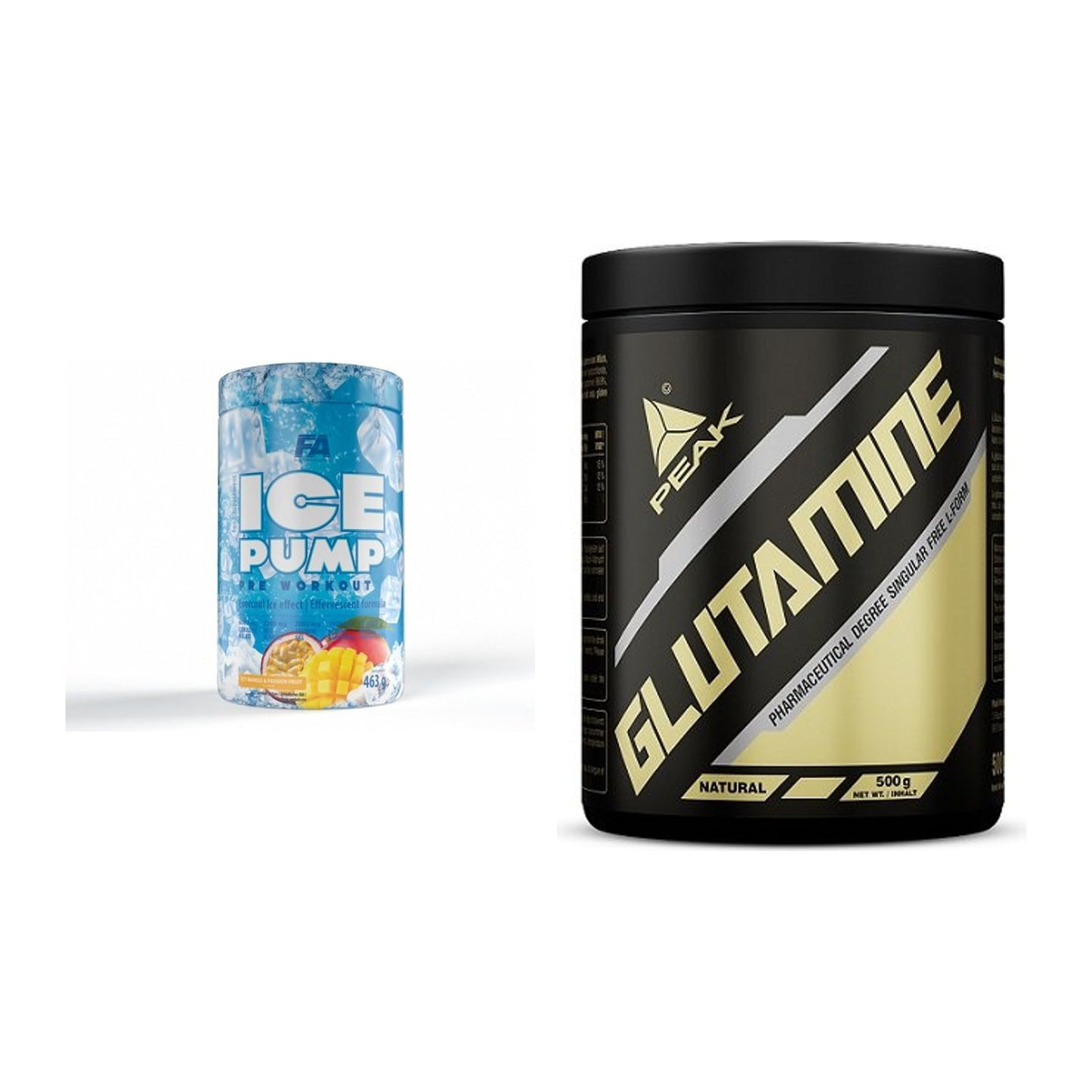Trainings-Set: FA Nutrition ICE Pump Pre-Workout + Peak Glutamin – alle enthaltenen Artikel