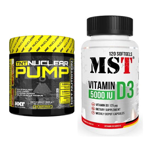 Trainings-Set: NXT Nutrition TNT Nuclear + MST Vitamin D3 5000IU 120 – alle enthaltenen Artikel