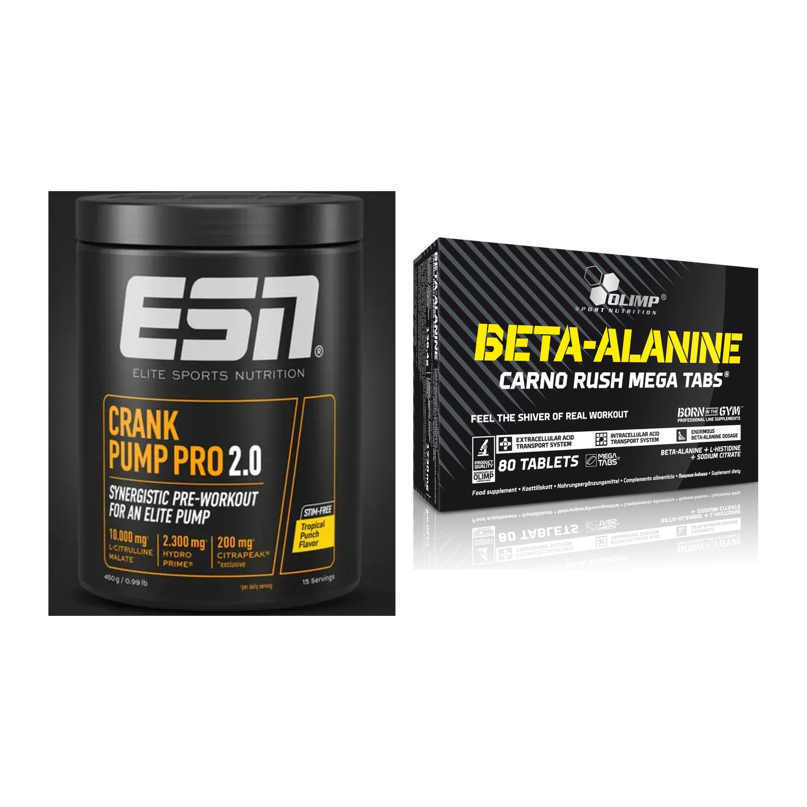 Trainings-Set: ESN Crank Pump Pro 2.0 + Olimp Beta-Alanin Carno Rush – alle enthaltenen Artikel
