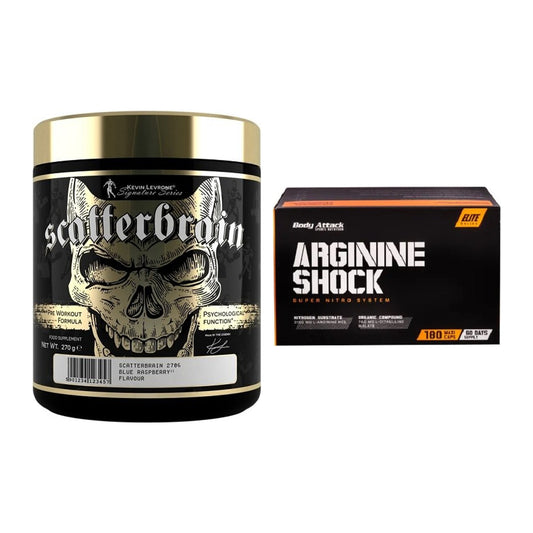 Tréninková sada: Kevin Levrone Scatterbrain + Body Attack Arginine Shock - všechny položky v ceně