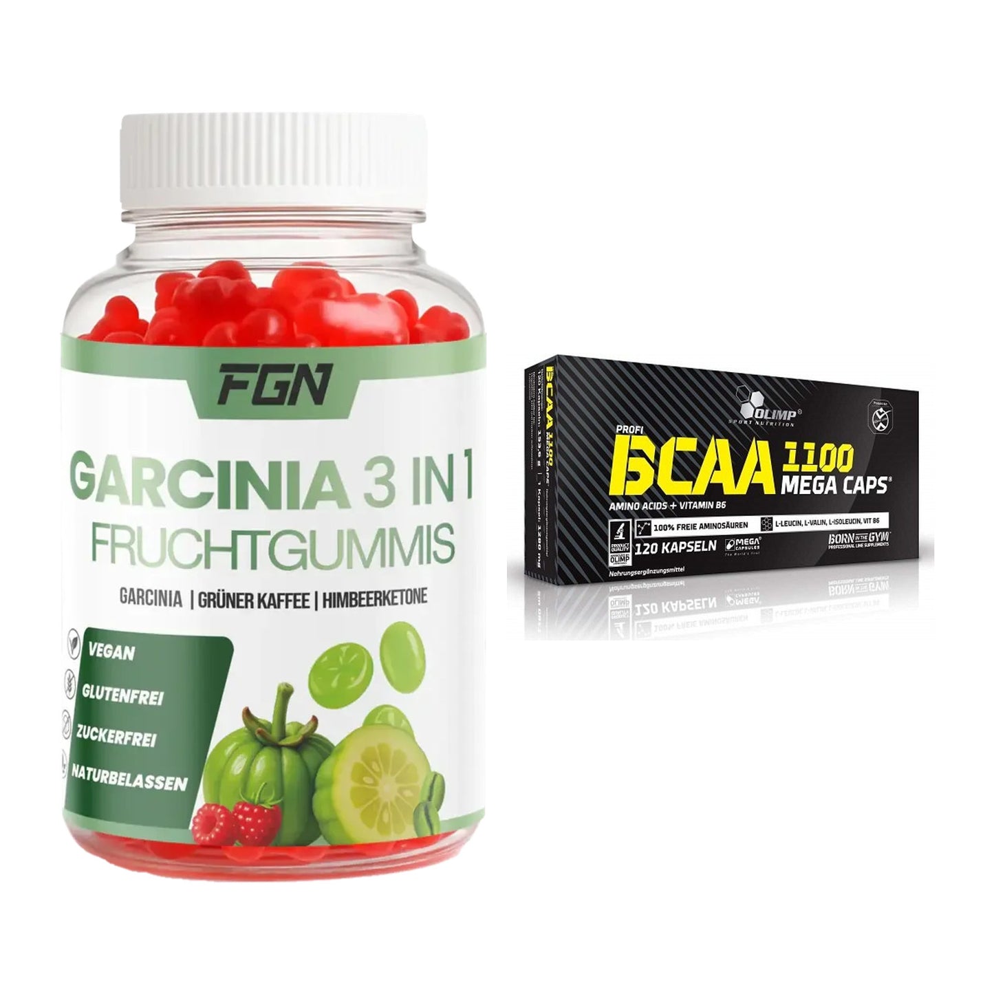 Trainings-Set: FGN Garcinia 60 Fruchtgummies + Olimp BCAA Mega Caps – alle enthaltenen Artikel
