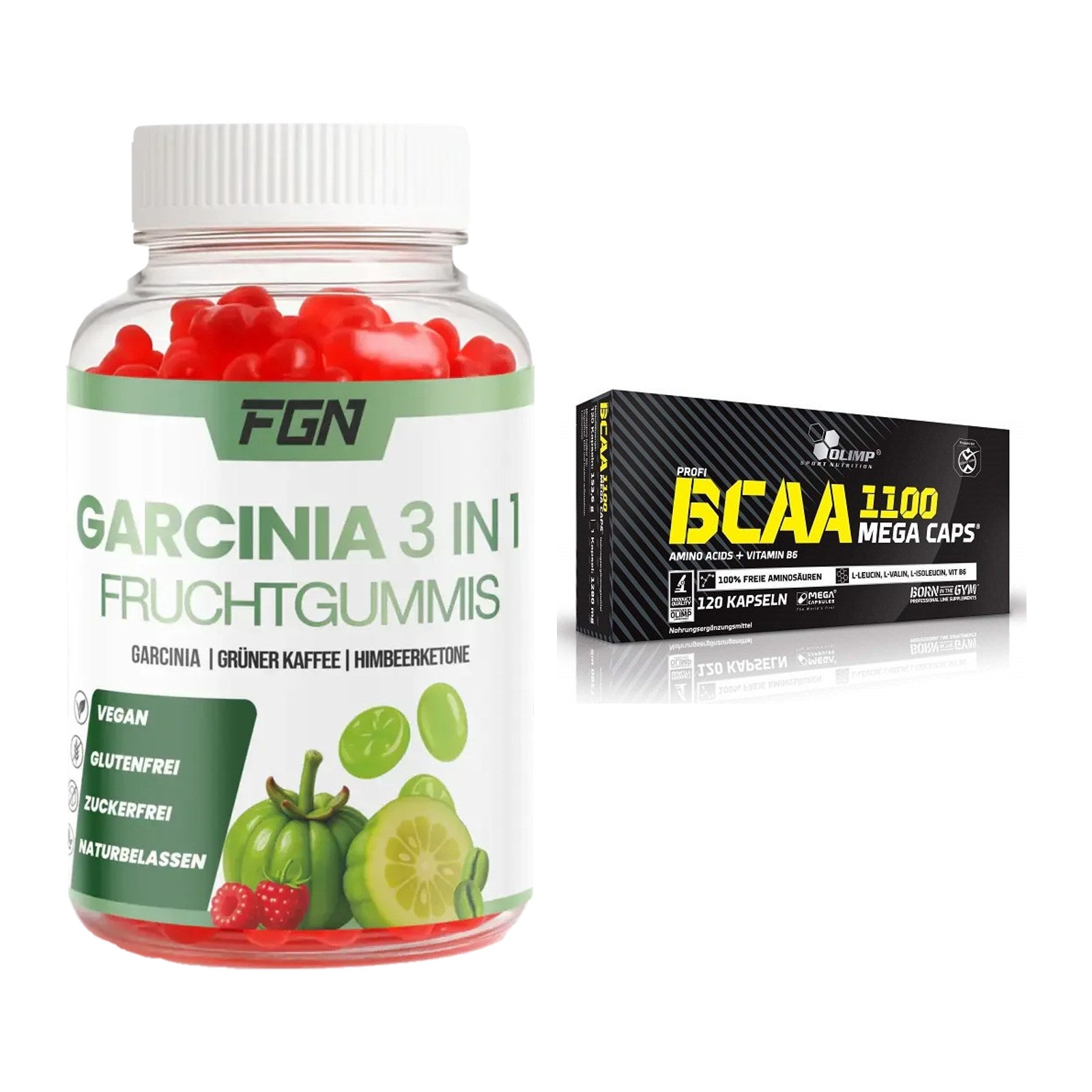 Trainings-Set: FGN Garcinia 60 Fruchtgummies + Olimp BCAA Mega Caps – alle enthaltenen Artikel