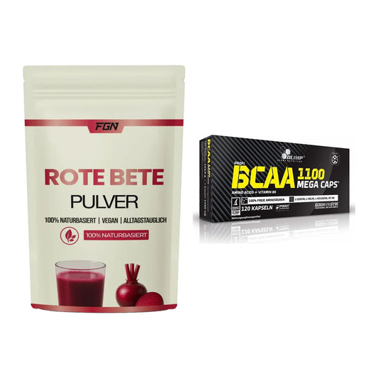 Trainings-Set: FGN Rote Beete Pulver + Olimp BCAA Mega Caps – alle enthaltenen Artikel