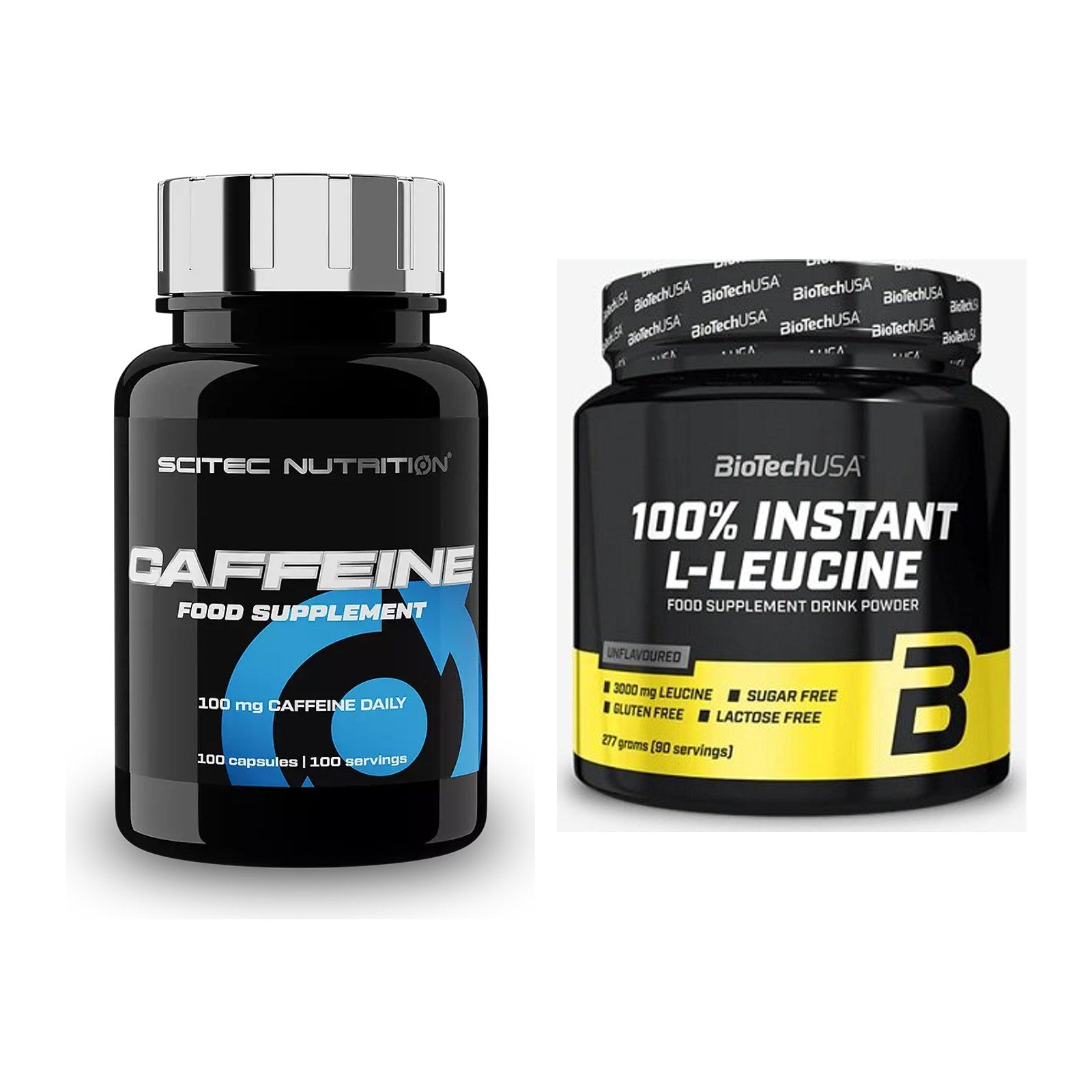 Trainings-Set: Scitec Caffeine + BioTech 100% Instant L-Leucine – alle enthaltenen Artikel