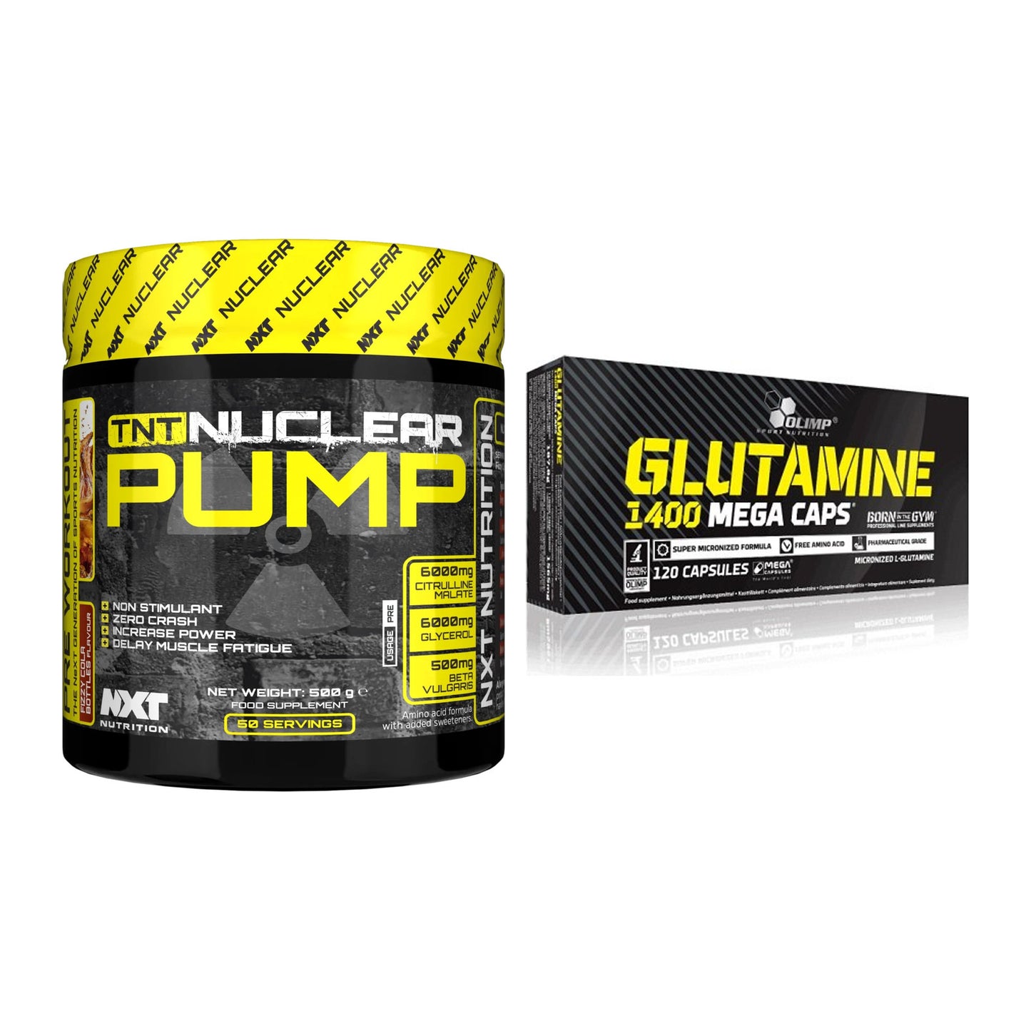 Trainings-Set: NXT Nutrition TNT Nuclear + Olimp L-Glutamine Mega – alle enthaltenen Artikel
