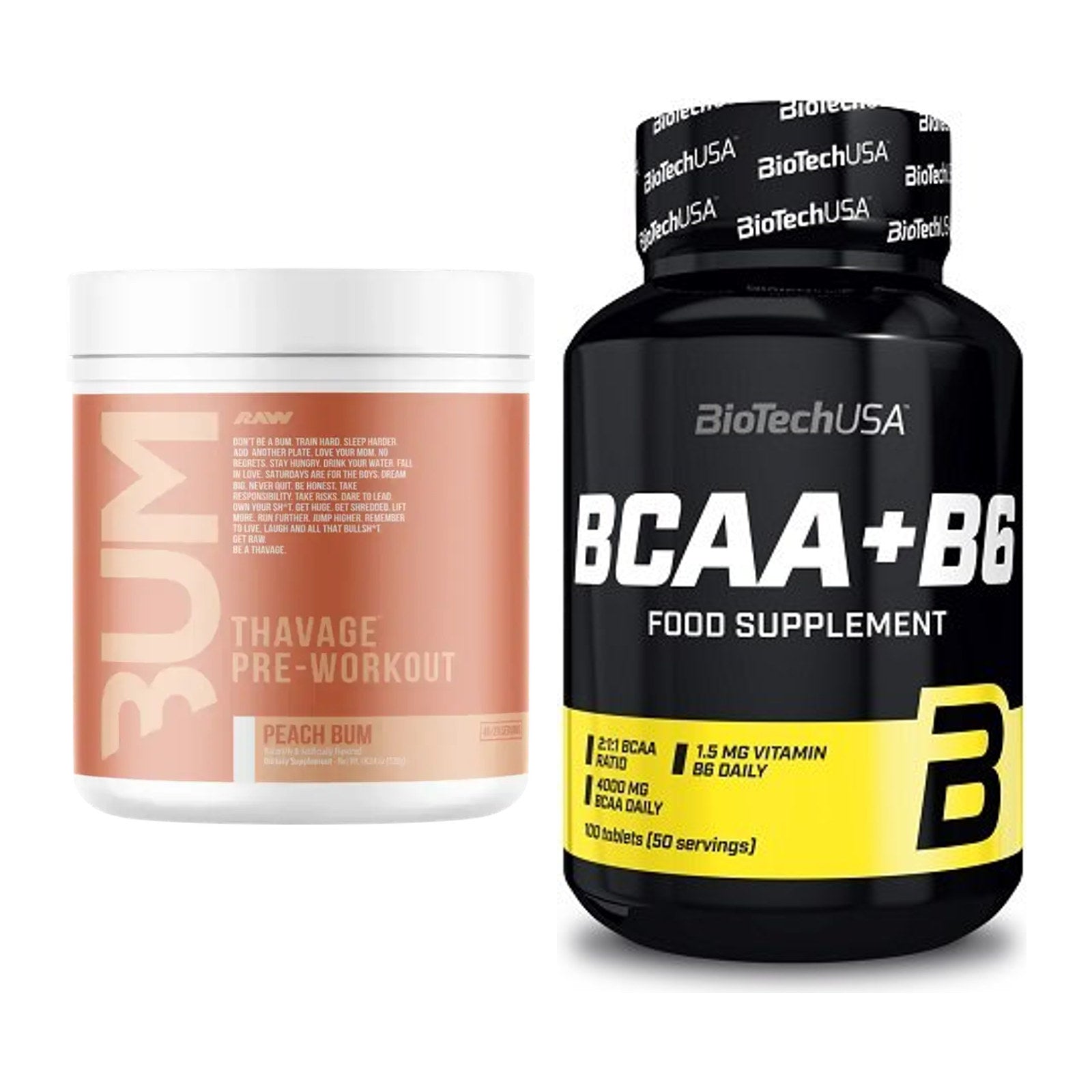 Trainings-Set: RAW Nutrition CBUM Thavage + BioTech BCAA+B6 100 Tabl – alle enthaltenen Artikel