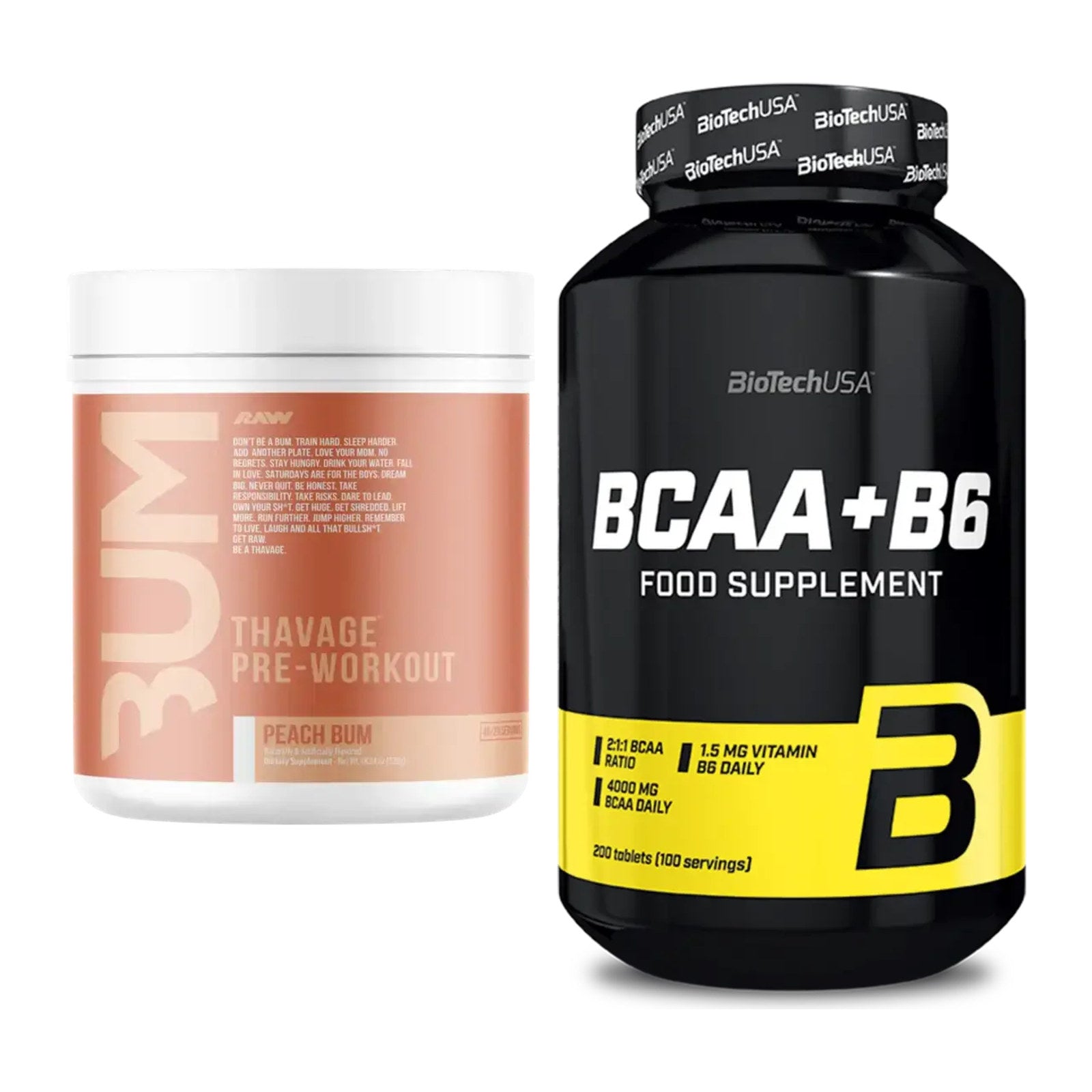 Trainings-Set: RAW Nutrition CBUM Thavage + BioTech BCAA+B6 200 Tabl – alle enthaltenen Artikel