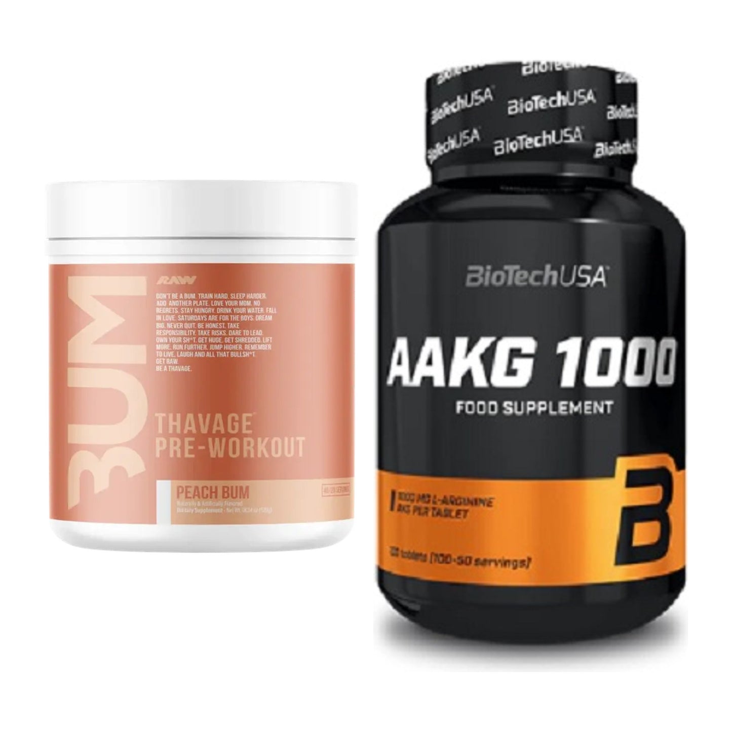 Trainings-Set: RAW Nutrition CBUM Thavage + BioTech AAKG 1000mg 100 – alle enthaltenen Artikel